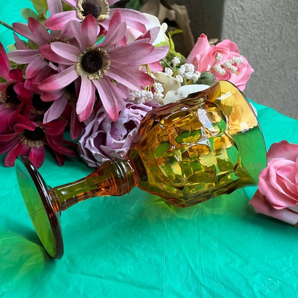 Indiana Tiara Amber Glass  Drinkware Goblet 3 1/2" x 7”Vng Great … - Picture 2 of 7